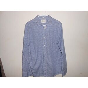 Bixby Nomad Shirt Blue Print Long Sleeve Button Front Slim Fit M Collar Logo